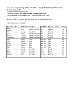 Het examen is op zaterdag 13 december 2014 in de