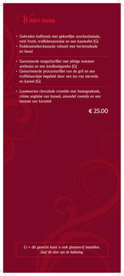 Dinerkaart - Hotel de Keizerskroon Hoorn