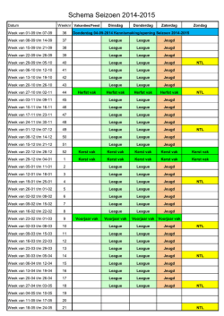 Agenda Seizoen 2014-2015