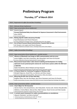 Preliminary Program Thursday, 27