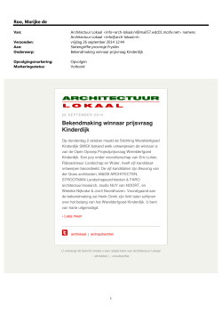 Bekendmaking winnaar prijsvraag Kinderdijk, 02-10-2014