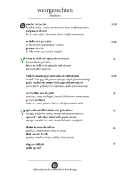 dinerkaart - restaurant van puffelen