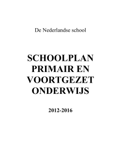 Schoolplan PO en VO 2012 - 2016
