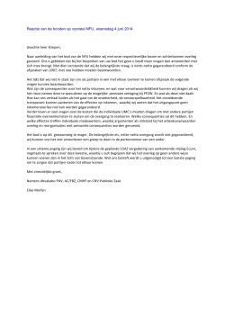 Reactie van de bonden op voorstel NFU 4 juni 2014