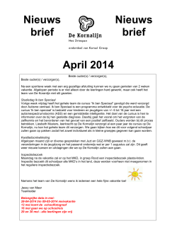 nieuwsbrief april 2014