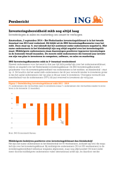 Investeringsbereidheid mkb nog altijd laag (pdf) – 2 september 2014