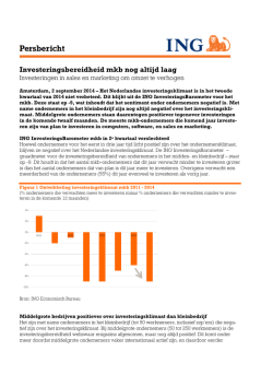 Investeringsbereidheid mkb nog altijd laag (pdf) &ndash; 2 september 2014