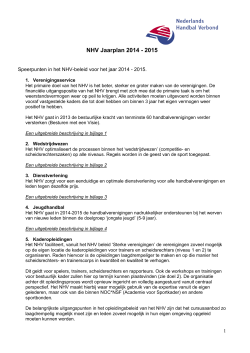 NHV Jaarplan 2014-2015 - Nederlands Handbal Verbond