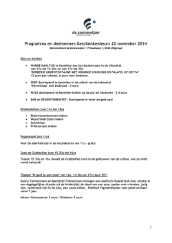 Programma en deelnemers Geschenkenbeurs 22 november 2014