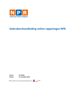 Gebruikershandleiding online rapportages NPR