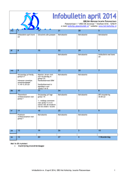 Infobulletin nr. 8 april 2014, OBS Het Kofschip, locatie Platanenlaan