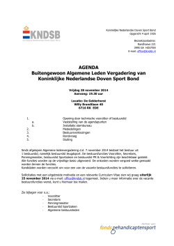 Agenda Buitengewoon ALV KNDSB 28 november 2014