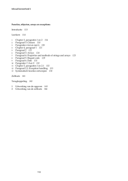 Inhoud leereenheid 5 112 Functies, objecten, arrays en exceptions