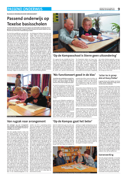 Passend Onderwijs-Texelse Courant – oktober 2014