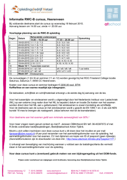 Informatie cursus lascoördinator RWC