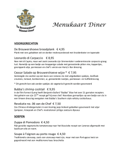 Diner Menu - De Brouwershoeve