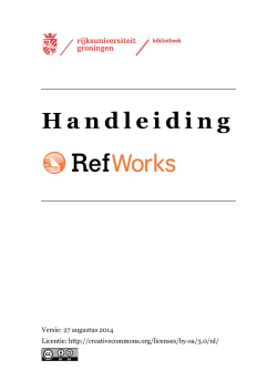 RefWorks 2.0 Handleiding (NL)