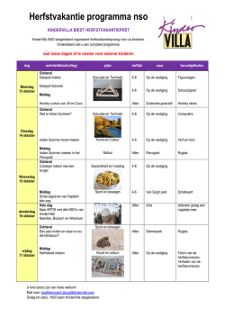 Herfstvakantie programma nso