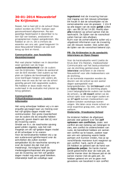 Nieuwsbrief 30 januari 2014