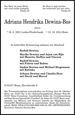 Adriana Hendrika Dewina-Bos - ga