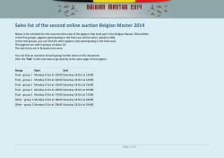 Sales list of the second online auction Belgian Master 2014