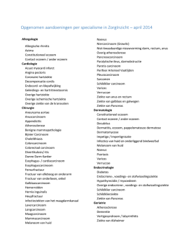 Opgenomen aandoeningen per specialisme in ZorgInzicht – april