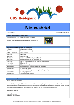 Nieuwsbrief oktober 2014