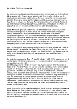 De heilige Cecilia en de muziek De Amsterdamse Händelvereniging