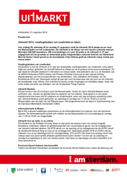 PERSBERICHT Voedingsbodem voor creativiteit en talent