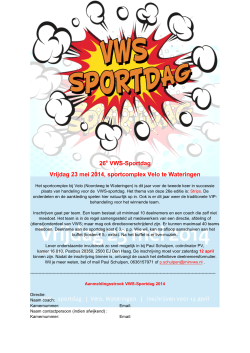 26 VWS-Sportdag Vrijdag 23 mei 2014, sportcomplex Velo te