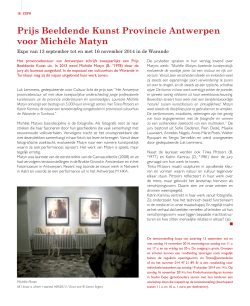 Prijs Beeldende Kunst Provincie Antwerpen voor Michèle Matyn