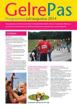 Programma juli/augustus 2014