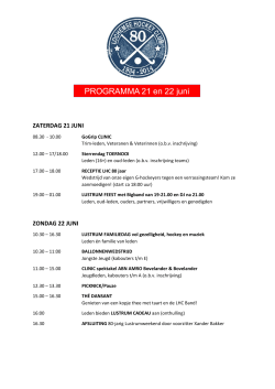 Lustrum Programma 21 en 22 juni 2014