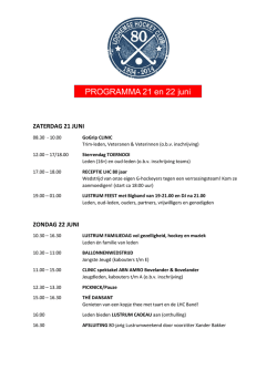 Lustrum Programma 21 en 22 juni 2014