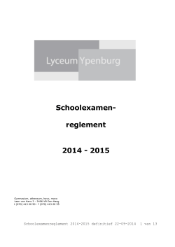 Schoolexamenreglement 2014-2015