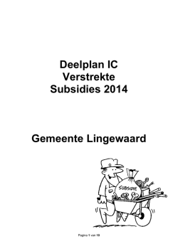 Jaarplan interne controle 2014 Deelpan IC subsidies