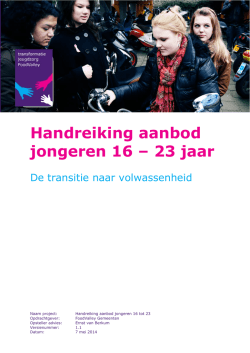 Handreiking aanbod jongeren 16 &ndash; 23 jaar