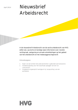 Nieuwsbrief Arbeidsrecht - Holland Van Gijzen Advocaten en
