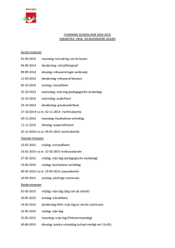 PLANNING SCHOOLJAAR 2014-2015 VAKANTIES, VRIJE