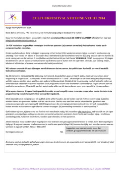 inschrijfformulier CFSV 2014 - Cultuurfestival Stichtse Vecht