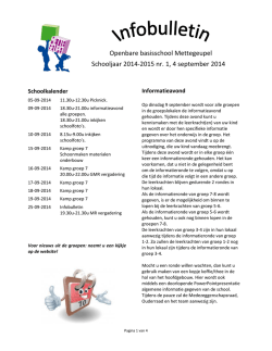 infobulletin nr. 1, 4 september 2014
