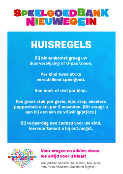 HUISREGELS - Speelgoedbank Nieuwegein