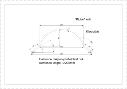 Halfronde dakpan-profielplaat nok werkende lengte