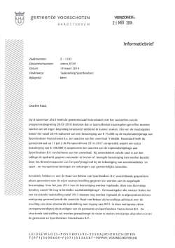 Informatiebrief aan de raad over taakstelling sportfondsen