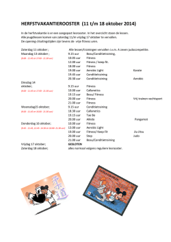 HERFSTVAKANTIEROOSTER (11 t/m 18 oktober 2014)