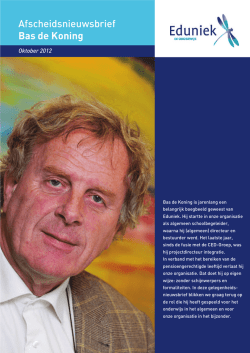 Afscheidsnieuwsbrief directeur Bas de Koning