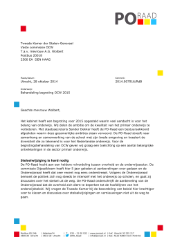 Utrecht, 28 oktober 2014 Behandeling begroting OCW - PO-raad