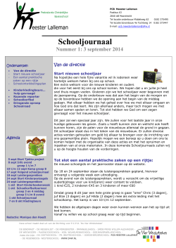 Schooljournaal 1, 3 september 2014