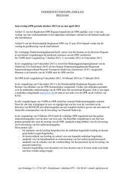 Jaarverslag OPR periode oktober 2013 tot en met april 2014