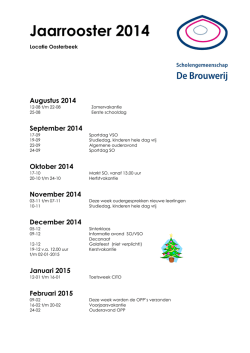 Jaarplanning De Brouwerij Oosterbeek 2014-2015